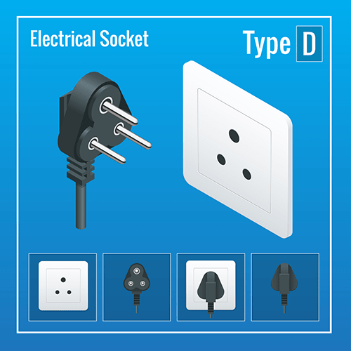 Nepal power plug socket typeD