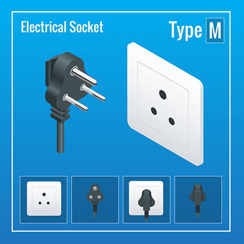 South Africa power plug socket type M